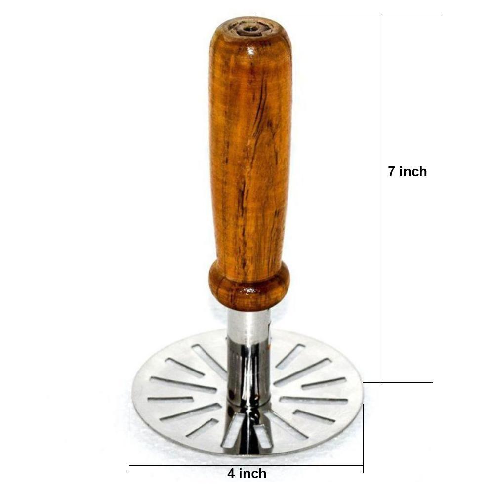 0064 Stainless Steel Potato Masher, Pav Bhaji Masher with wooden handle - SkyShopy 0064 Stainless Steel Potato Masher, Pav Bhaji Masher with wooden handle - SkyShopy